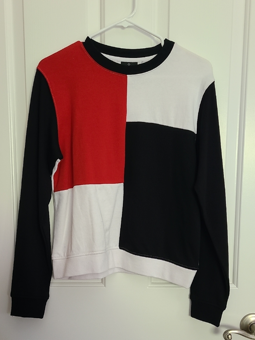 Empyre Red, Black & White Colorblock Crewneck